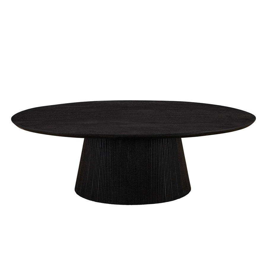 Canarm Madhy 48in Rectangular Coffee Table | Black Fluted Mango Wood | Living Room & Office Centerpiece | 48 x 24 x 16 in | Model BAC-SW4759BLK