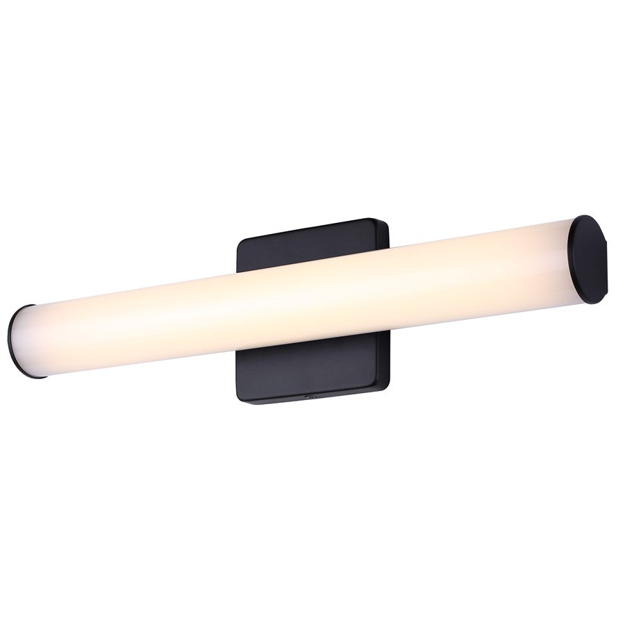 Canarm Osten 18in 1-Light Vanity Light | Modern Matte Black Aluminum & Iron | Bathroom & Powder Room | 18 x 4.72 x 2.5 in | Model BL-02B-18-BK-C