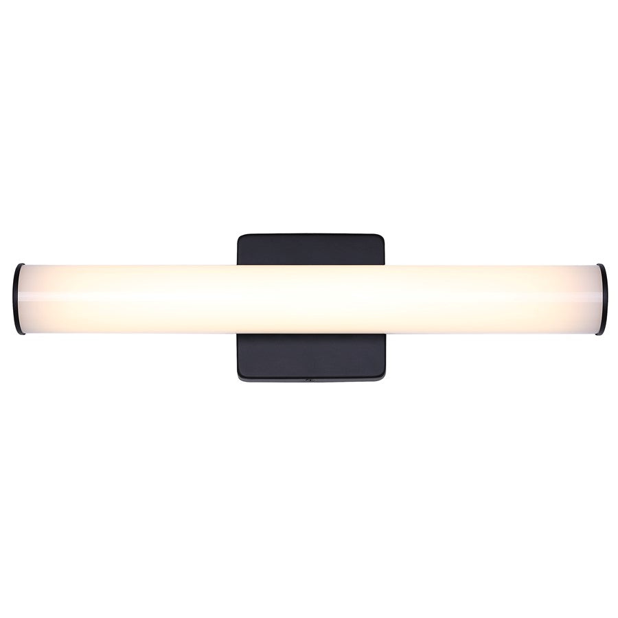 Canarm Osten 18in 1-Light Vanity Light | Modern Matte Black Aluminum & Iron | Bathroom & Powder Room | 18 x 4.72 x 2.5 in | Model BL-02B-18-BK-C