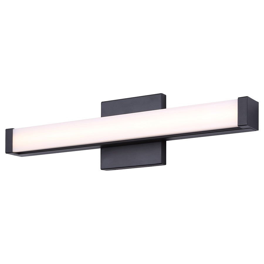 Canarm Jonah 18in 1-Light LED Vanity Light | Modern Matte Black Aluminum | Bathroom & Powder Room | 18 x 4.72 x 2.5 in | Model BL-30B-18-BK-C