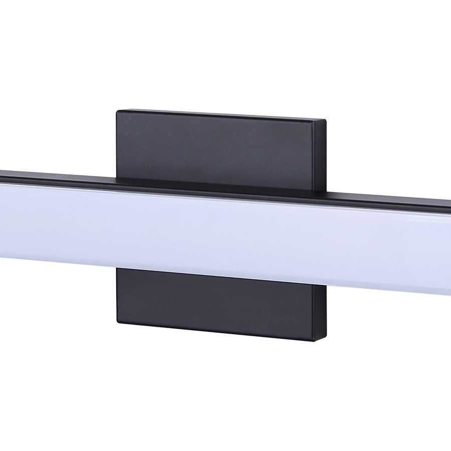 Canarm Jonah 18in 1-Light LED Vanity Light | Modern Matte Black Aluminum | Bathroom & Powder Room | 18 x 4.72 x 2.5 in | Model BL-30B-18-BK-C