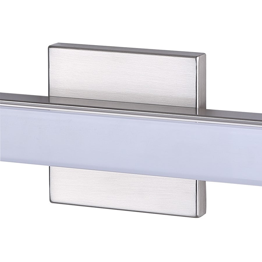Canarm Jonah 18in 1-Light LED Vanity Light | Modern Brushed Nickel Aluminum | Bathroom & Powder Room | 18 x 4.72 x 2.5 in | Model BL-30B-18-BN-C