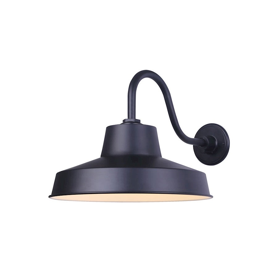 Canarm Landis 14in 1-Light Outdoor Flush Mount | Black Steel | Porch & Entryway | 14 x 21 x 12 in | Model BL14WACBK