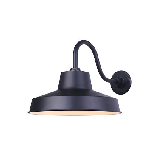 Canarm Landis 14in 1-Light Outdoor Flush Mount | Black Steel | Porch & Entryway | 14 x 21 x 12 in | Model BL14WACBK
