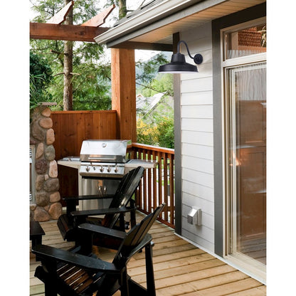 Canarm Landis 14in 1-Light Outdoor Flush Mount | Black Steel | Porch & Entryway | 14 x 21 x 12 in | Model BL14WACBK