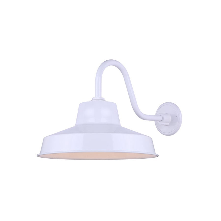 Canarm Landis 14in 1-Light Outdoor Flush Mount | White Steel | Porch & Entryway | 14 x 21 x 12 in | Model BL14WACWH