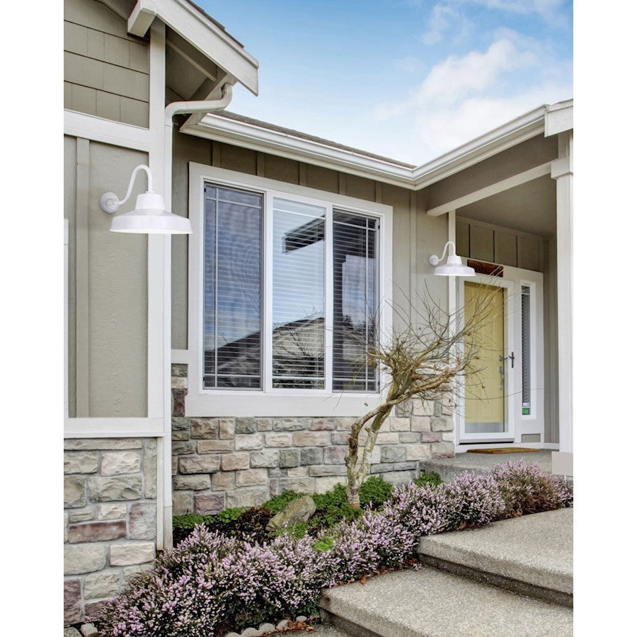 Canarm Landis 14in 1-Light Outdoor Flush Mount | White Steel | Porch & Entryway | 14 x 21 x 12 in | Model BL14WACWH
