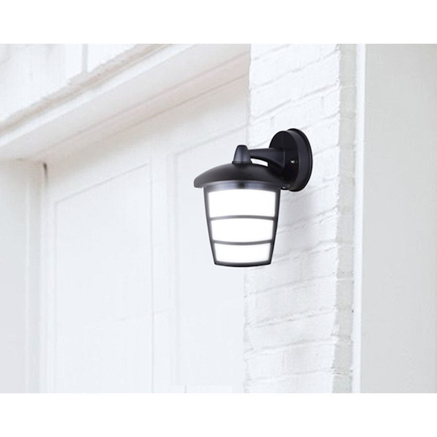 Canarm Polycarbonate 6in LED Outdoor Wall Sconce | Modern Black Finish | Entryway & Patio | 6.5 x 7.75 x 9.25 in | Model BRWL-POR12T-N-BK