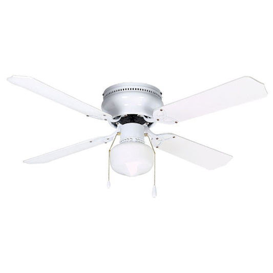 Canarm Neptune 42in 4-Light Ceiling Fan | White Steel and Schoolhouse White Glass | Bedroom & Living Room | 42 x 42 x 7 in | Model CF15542411S