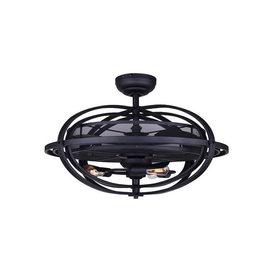 Canarm Cyra 24in 3-Light Ceiling Fan | Industrial Matte Black and Open Mesh Shade | Kitchen & Bedroom | 24 x 24 x 7 in | Model CF24CYR3BK