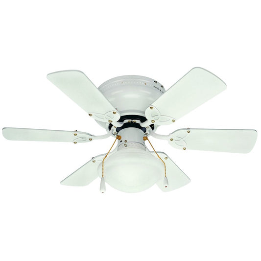 Canarm Twister 30in Ceiling Fan | White and White Spheroid Glass Shade | Bedroom & Living Room | 30 x 30 x 8 in | Model CF3230611S