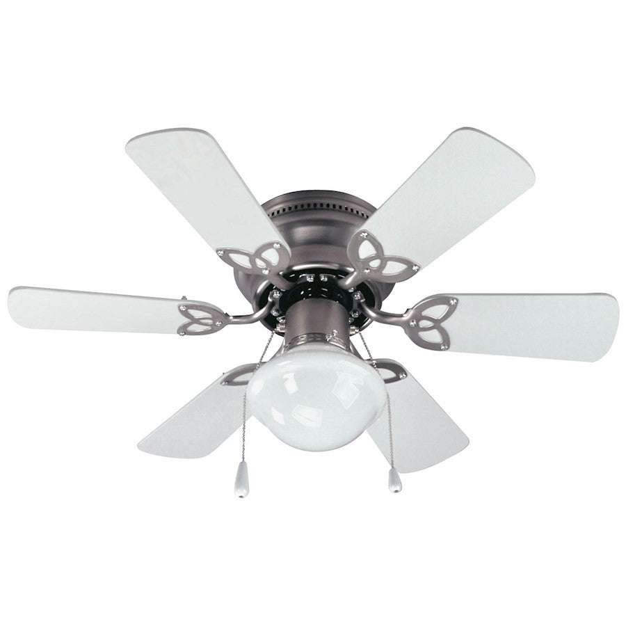 Canarm Twister 30in Ceiling Fan | Brushed Pewter and White Spheroid Glass Shade | Bedroom & Living Room | 30 x 30 x 10 in | Model CF3230651S