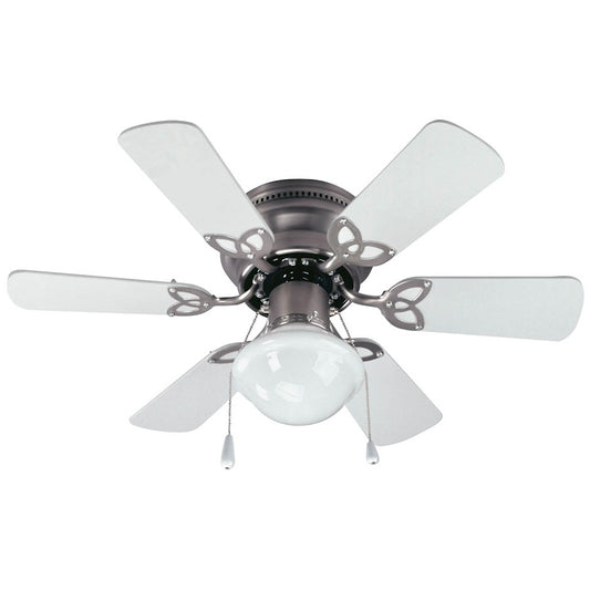 Canarm Twister 30in Ceiling Fan | Brushed Pewter and White Spheroid Glass Shade | Bedroom & Living Room | 30 x 30 x 10 in | Model CF3230651S