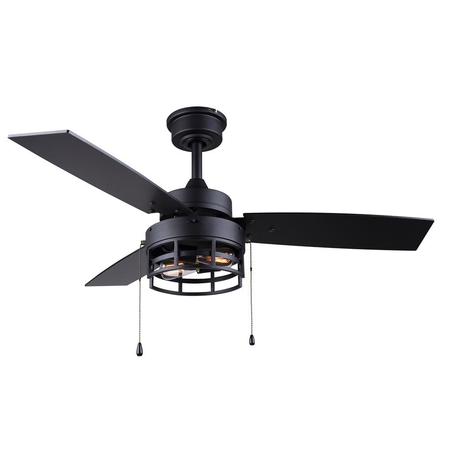 Canarm Attley 42in 2-Light Ceiling Fan | Matte Black and Black MDF Blades | Bedroom & Living Room | 42 x 42 x 14 in | Model CF42ATT3BK