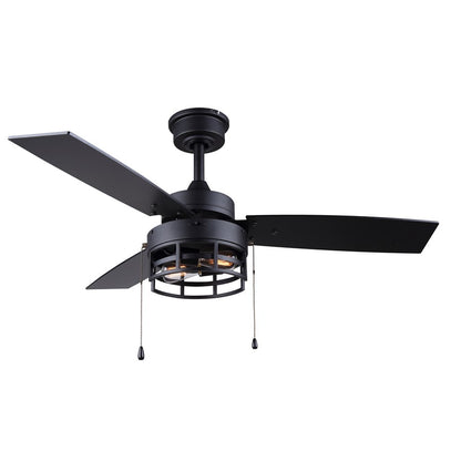 Canarm Attley 42in 2-Light Ceiling Fan | Matte Black and Black MDF Blades | Bedroom & Living Room | 42 x 42 x 14 in | Model CF42ATT3BK