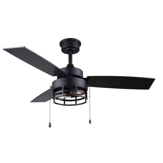 Canarm Attley 42in 2-Light Ceiling Fan | Matte Black and Black MDF Blades | Bedroom & Living Room | 42 x 42 x 14 in | Model CF42ATT3BK