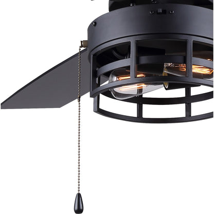 Canarm Attley 42in 2-Light Ceiling Fan | Matte Black and Black MDF Blades | Bedroom & Living Room | 42 x 42 x 14 in | Model CF42ATT3BK