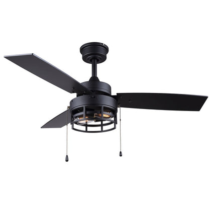Canarm Attley 42in 2-Light Ceiling Fan | Matte Black and Black MDF Blades | Bedroom & Living Room | 42 x 42 x 14 in | Model CF42ATT3BK