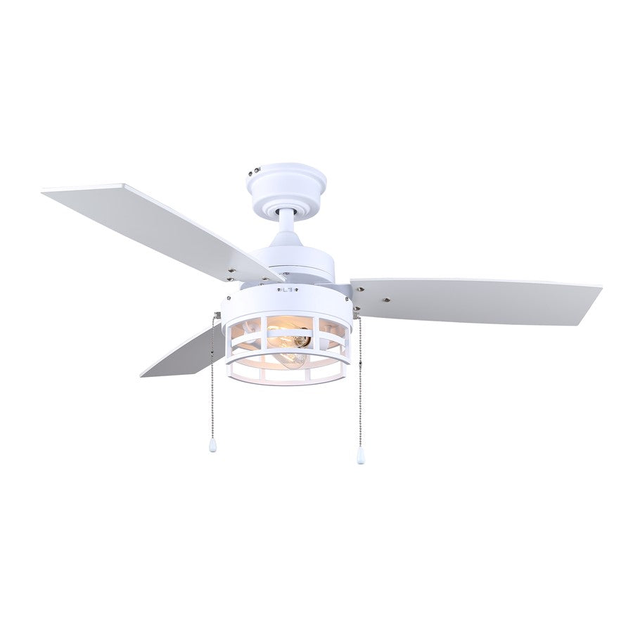 Canarm Attley 42in 2-Light Ceiling Fan | Classic Matte White and White MDF Blades | Bedroom & Living Room | 42 x 42 x 14.5 in | Model CF42ATT3WH