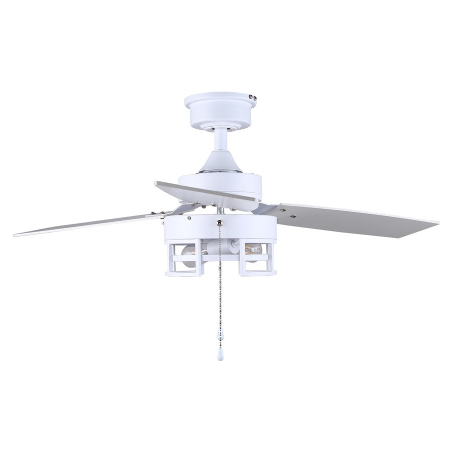 Canarm Attley 42in 2-Light Ceiling Fan | Classic Matte White and White MDF Blades | Bedroom & Living Room | 42 x 42 x 14.5 in | Model CF42ATT3WH