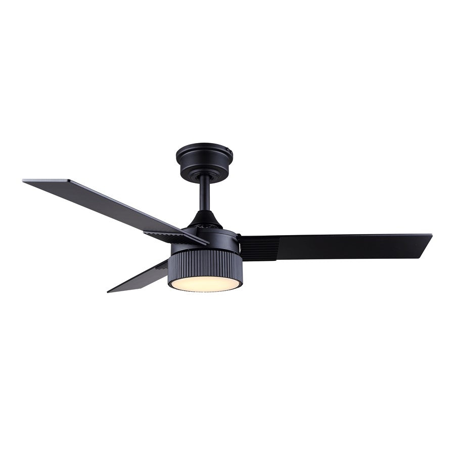 Canarm Cale 42in 1-Light Ceiling Fan | Modern Matte Black and Reversible Black/Weathered Maple Blades | Bedroom & Living Room | Model CF42CAL3BK
