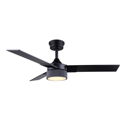 Canarm Cale 42in 1-Light Ceiling Fan | Modern Matte Black and Reversible Black/Weathered Maple Blades | Bedroom & Living Room | Model CF42CAL3BK