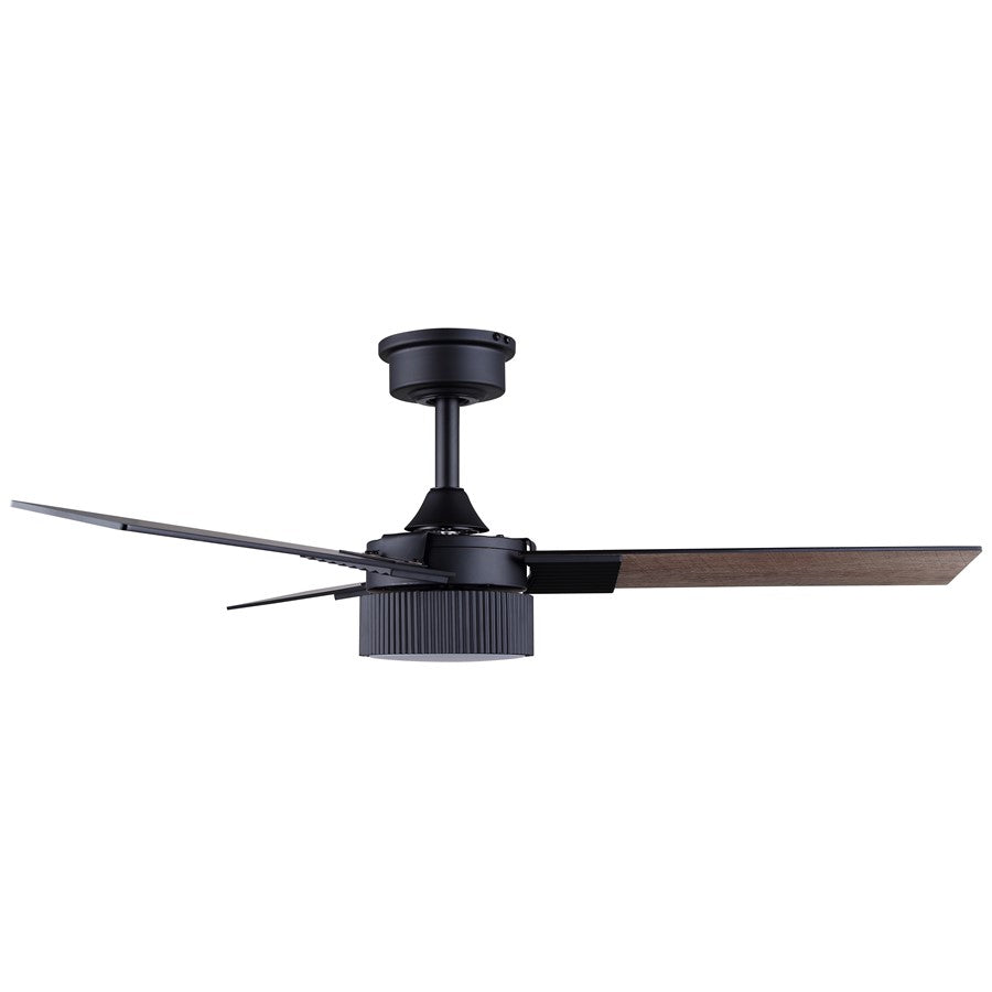 Canarm Cale 42in 1-Light Ceiling Fan | Modern Matte Black and Reversible Black/Weathered Maple Blades | Bedroom & Living Room | Model CF42CAL3BK