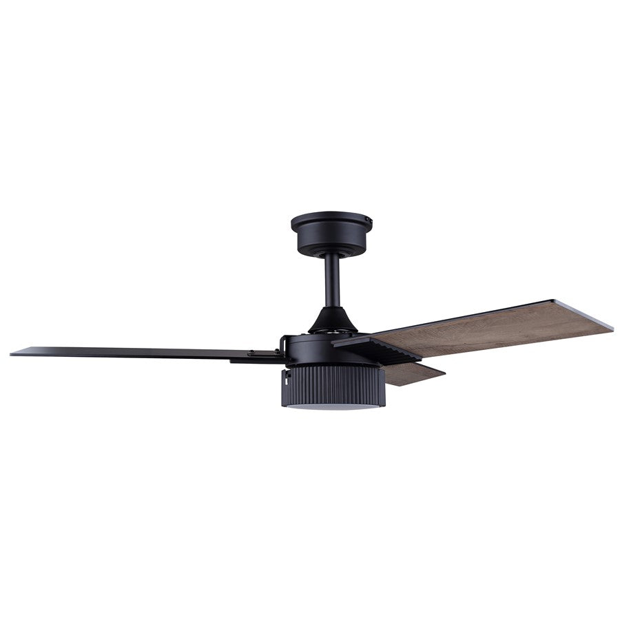 Canarm Cale 42in 1-Light Ceiling Fan | Modern Matte Black and Reversible Black/Weathered Maple Blades | Bedroom & Living Room | Model CF42CAL3BK
