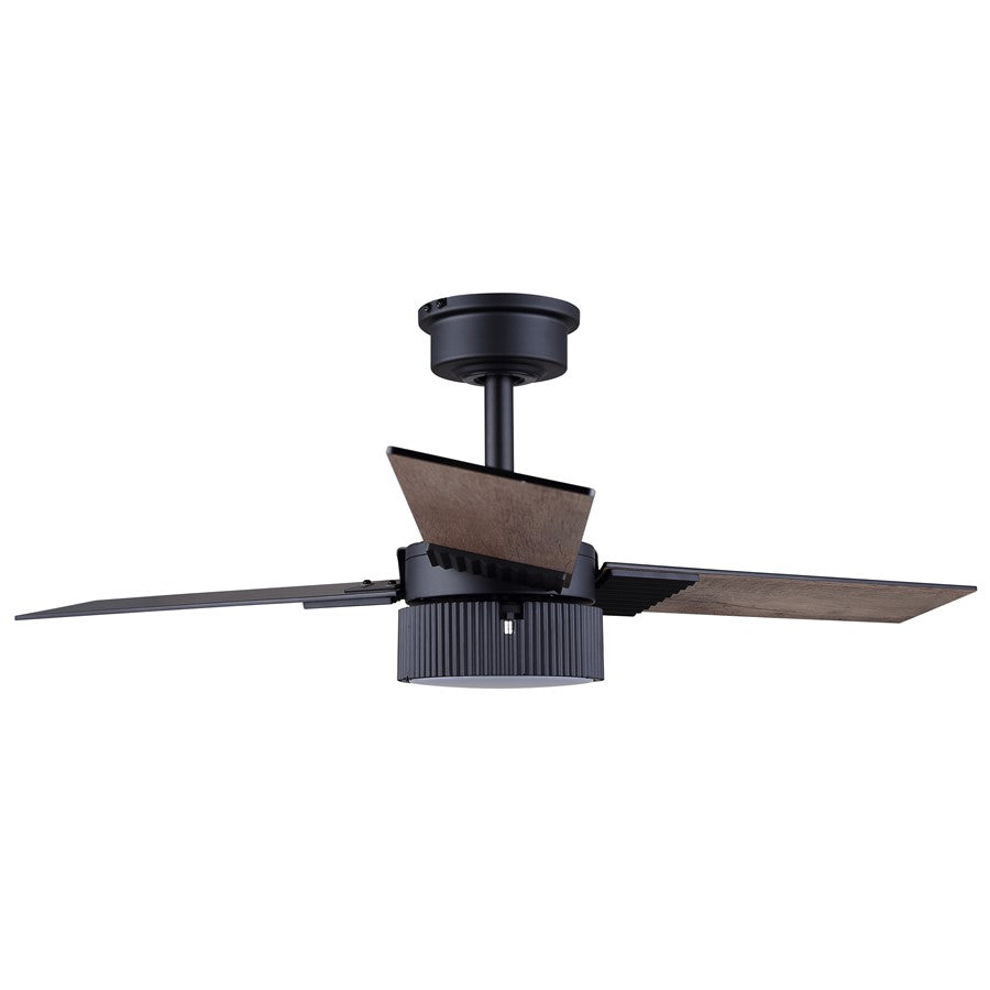 Canarm Cale 42in 1-Light Ceiling Fan | Modern Matte Black and Reversible Black/Weathered Maple Blades | Bedroom & Living Room | Model CF42CAL3BK