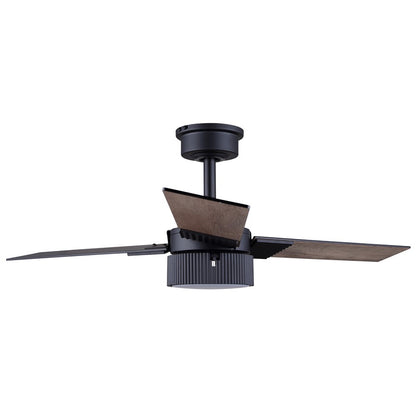 Canarm Cale 42in 1-Light Ceiling Fan | Modern Matte Black and Reversible Black/Weathered Maple Blades | Bedroom & Living Room | Model CF42CAL3BK