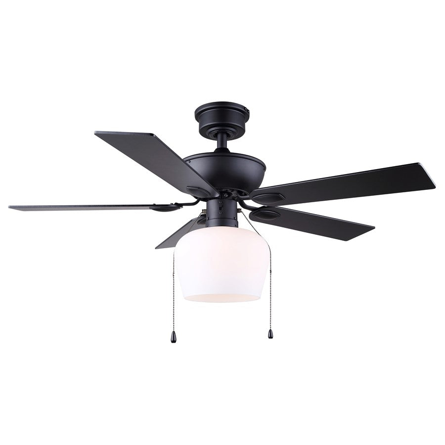 Canarm Colette 42in 1-Light Ceiling Fan | Sleek Matte Black and Black MDF Blades | Bedroom & Living Room | 42 x 42 x 19.75 in | Model CF42COL5BK