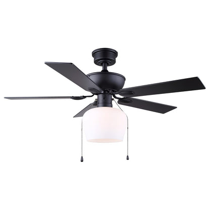 Canarm Colette 42in 1-Light Ceiling Fan | Sleek Matte Black and Black MDF Blades | Bedroom & Living Room | 42 x 42 x 19.75 in | Model CF42COL5BK