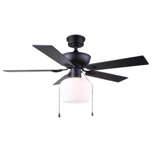 Canarm Colette 42in 1-Light Ceiling Fan | Sleek Matte Black and Black MDF Blades | Bedroom & Living Room | 42 x 42 x 19.75 in | Model CF42COL5BK
