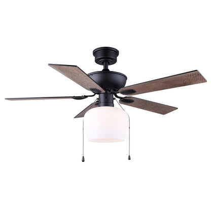 Canarm Colette 42in 1-Light Ceiling Fan | Sleek Matte Black and Black MDF Blades | Bedroom & Living Room | 42 x 42 x 19.75 in | Model CF42COL5BK