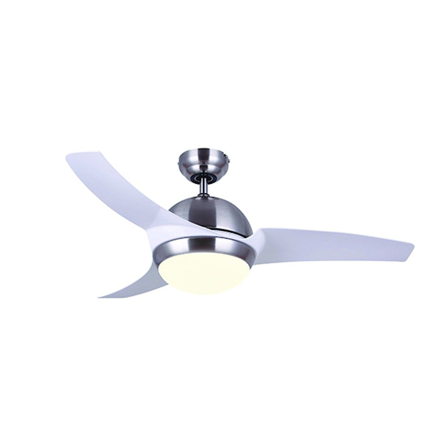 Canarm Mota 42in 1-Light Ceiling Fan | Brushed Nickel and White ABS Blades | Bedroom & Living Room | 42 x 42 x 15 in | Model CF42MOT3BNW