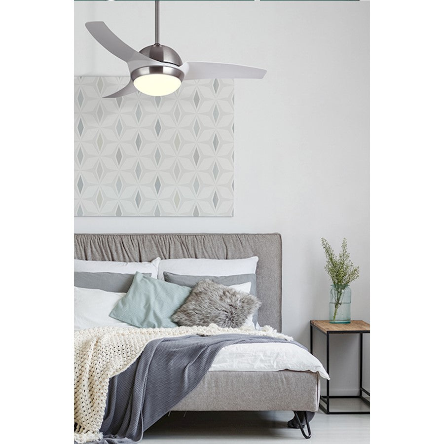 Canarm Mota 42in 1-Light Ceiling Fan | Brushed Nickel and White ABS Blades | Bedroom & Living Room | 42 x 42 x 15 in | Model CF42MOT3BNW