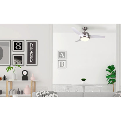 Canarm Mota 42in 1-Light Ceiling Fan | Brushed Nickel and White ABS Blades | Bedroom & Living Room | 42 x 42 x 15 in | Model CF42MOT3BNW