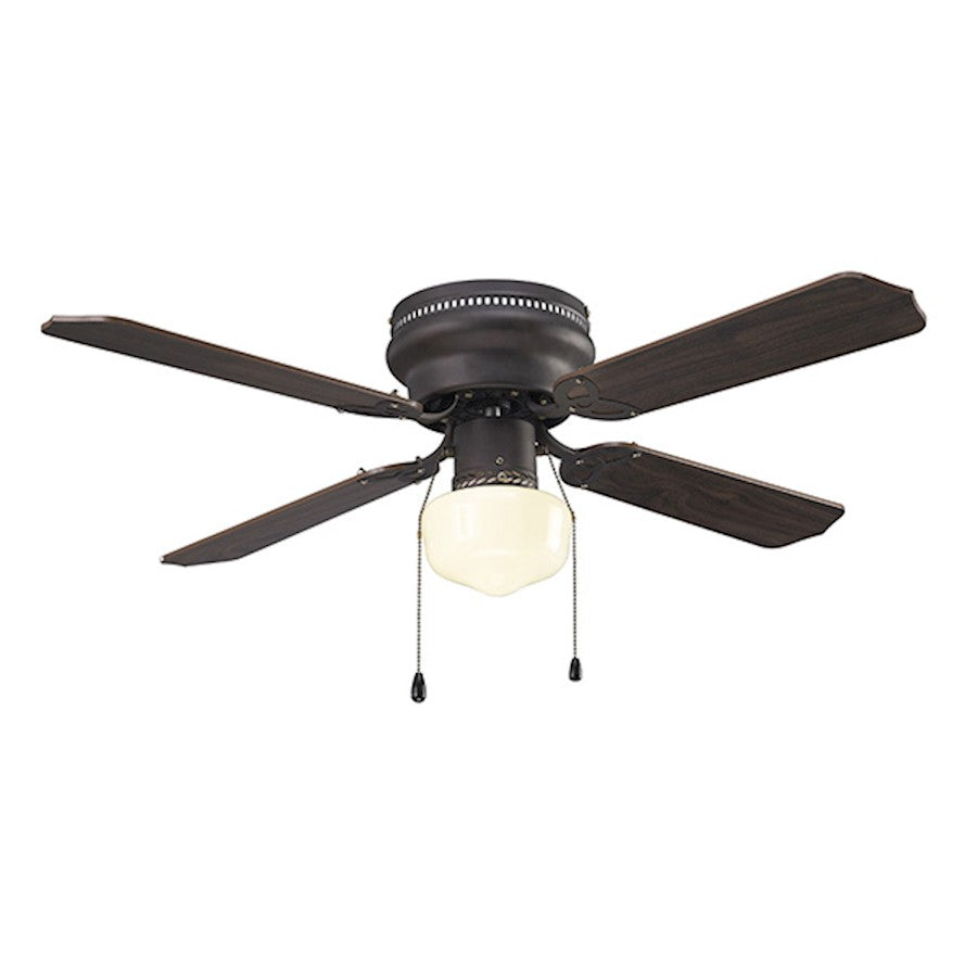 Canarm Neptune 42in 1-Light Ceiling Fan | Oil Rubbed Bronze and Schoolhouse White Globe | Bedroom & Living Room | 42 x 42 x 7 in | Model CF42NEP4ORB