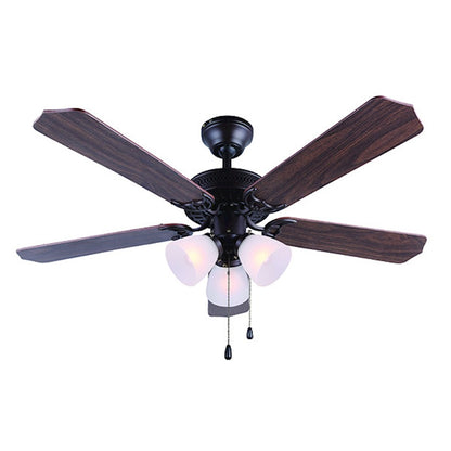Canarm Tradition II 42in 3-Light Ceiling Fan | Oil Rubbed Bronze and Malibu Glass | Bedroom & Living Room | 42 x 42 x 17 in | Model CF42TR25ORB