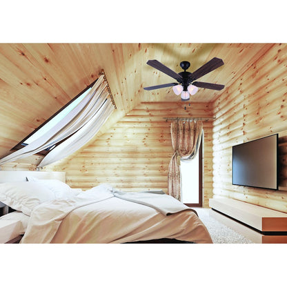 Canarm Tradition II 42in 3-Light Ceiling Fan | Oil Rubbed Bronze and Malibu Glass | Bedroom & Living Room | 42 x 42 x 17 in | Model CF42TR25ORB