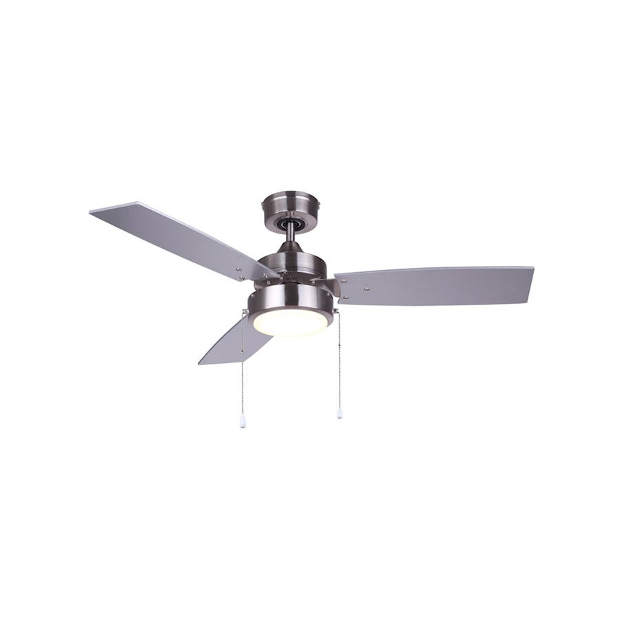 Canarm Wallis 42in LED Ceiling Fan | Modern Brushed Nickel and LED Light | Bedroom & Living Room | 42 x 42 x 13 in | Model CF42WAL3BN