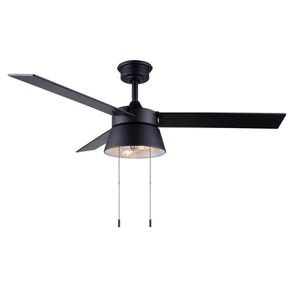 Canarm Kade 48in 2-Light Ceiling Fan | Matte Black and Black/Maple Blades | Bedroom & Living Room | 48 x 48 x 14 in | Model CF48KAD3BK