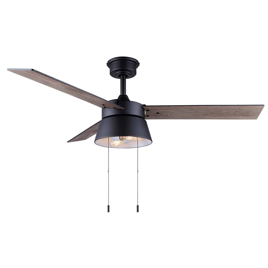 Canarm Kade 48in 2-Light Ceiling Fan | Matte Black and Black/Maple Blades | Bedroom & Living Room | 48 x 48 x 14 in | Model CF48KAD3BK