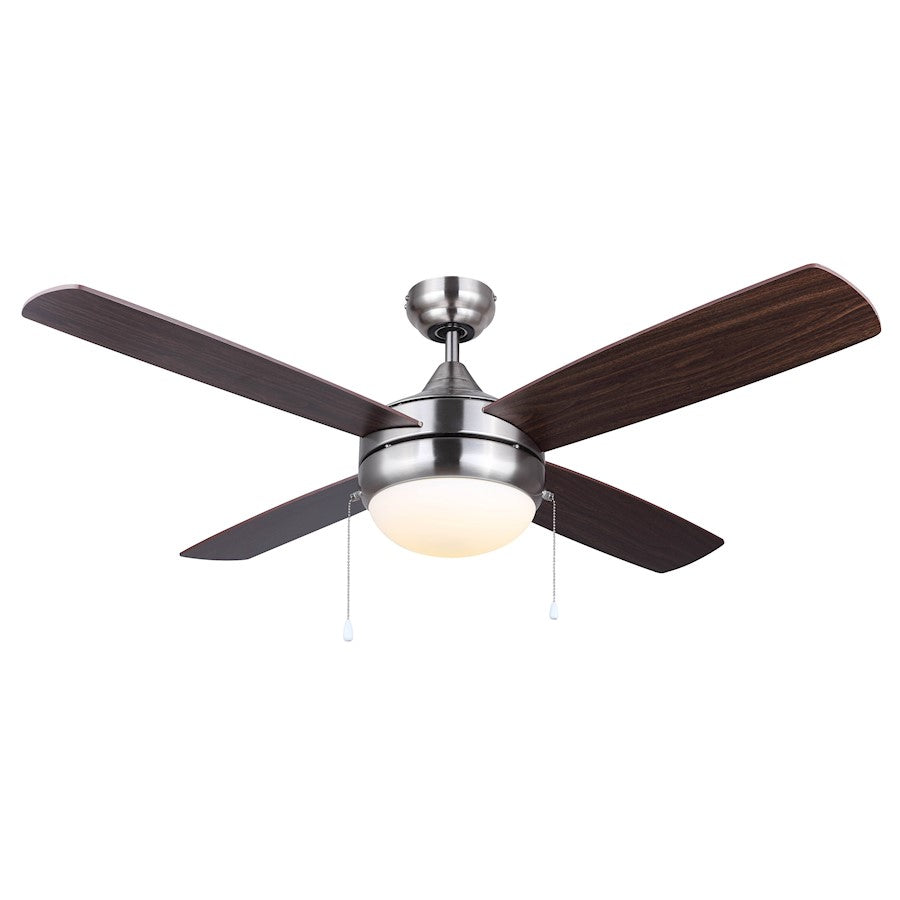 Canarm Lawson 48in 4-Light Ceiling Fan | Brushed Nickel and Flat Opal Glass | Bedroom & Living Room | 48 x 48 x 16 in | Model CF48LAW4BN