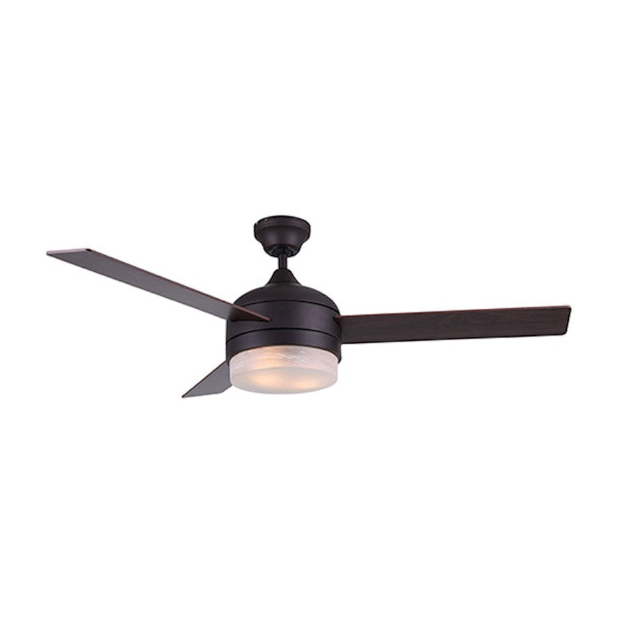 Canarm Perry 48in 3-Light Ceiling Fan | Oil Rubbed Bronze and White Glass | Bedroom & Living Room | 48 x 48 x 15 in | Model CF48PER3ORB