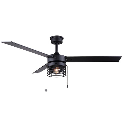 Canarm Alder 52in 3-Light Ceiling Fan | Matte Black and Black Plywood Blades | Living Room & Bedroom | 52 x 52 x 16 in | Model CF52ALD3BK