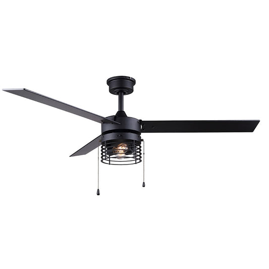 Canarm Alder 52in 3-Light Ceiling Fan | Matte Black and Black Plywood Blades | Living Room & Bedroom | 52 x 52 x 16 in | Model CF52ALD3BK