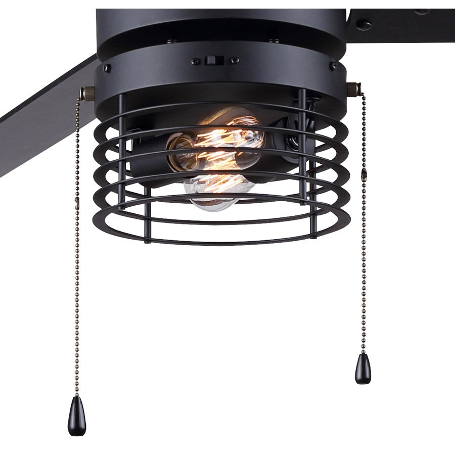 Canarm Alder 52in 3-Light Ceiling Fan | Matte Black and Black Plywood Blades | Living Room & Bedroom | 52 x 52 x 16 in | Model CF52ALD3BK