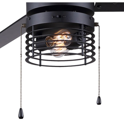 Canarm Alder 52in 3-Light Ceiling Fan | Matte Black and Black Plywood Blades | Living Room & Bedroom | 52 x 52 x 16 in | Model CF52ALD3BK