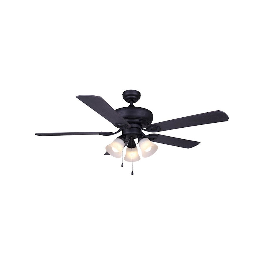 Canarm Asta 52in 3-Light Ceiling Fan | Matte Black and Maple Blades | Bedroom & Living Room | 27 x 52 x 15 in | Model CF52AST5BK